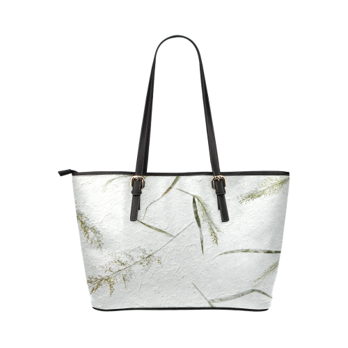 Dried Grass white Japanese paper Leather Tote Bag/Small (Model 1651)