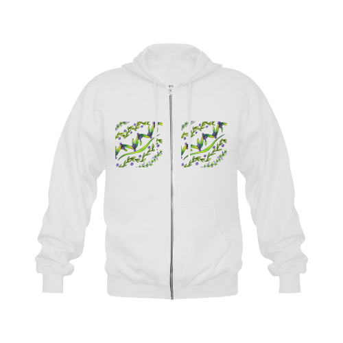 Dancing Greeen, Purple Vines, Grapes Zendoodle Gildan Full Zip Hooded Sweatshirt (Model H02)