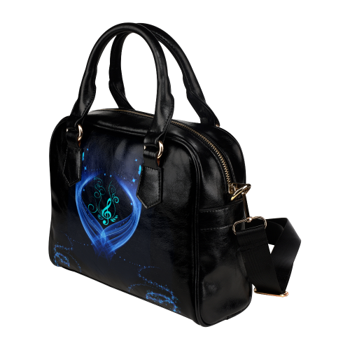 Blue clef with glowing butterflies Shoulder Handbag (Model 1634)