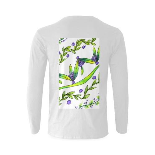 Dancing Greeen, Purple Vines, Grapes Zendoodle Sunny Men's T-shirt (long-sleeve) (Model T08)