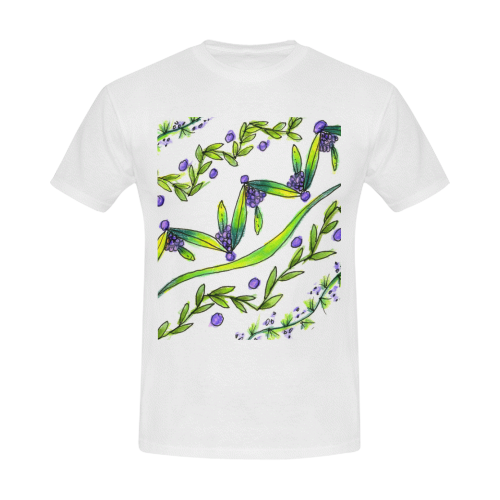 Dancing Greeen, Purple Vines, Grapes Zendoodle Men's Slim Fit T-shirt (Model T13)