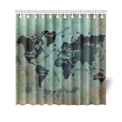 world map Shower Curtain 69"x70"