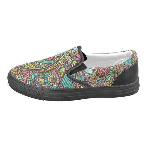 zz0103 floral hippie flower whimsical pattern Men's Slip-on Canvas Shoes (Model 019)