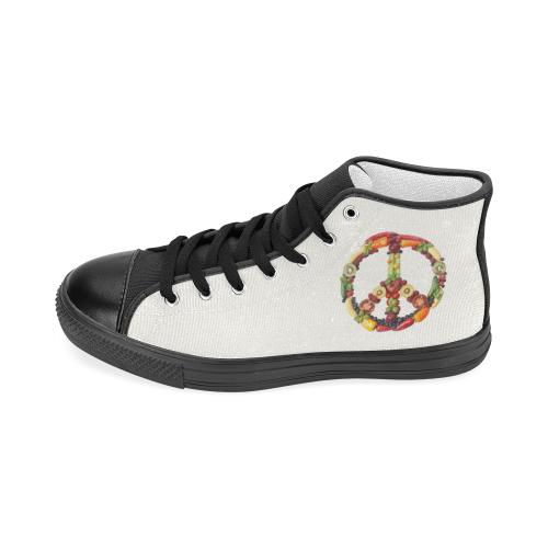 Peace Vegan Fruits Vegetables Symbol Women's Classic High Top Canvas Shoes (Model 017)