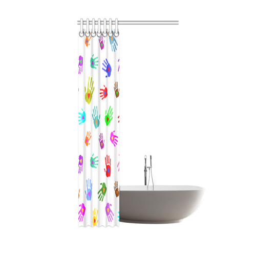 Multicolored HANDS with HEARTS love pattern Shower Curtain 36"x72"