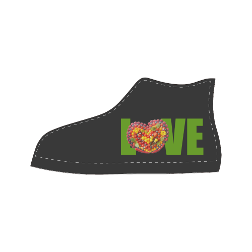 Love Heart Vegan Think Green Fruits Women's Classic High Top Canvas Shoes (Model 017)
