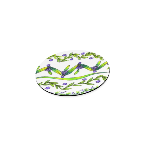 Dancing Greeen, Purple Vines, Grapes Zendoodle Round Coaster