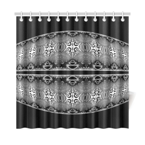 Kaleidoscope Fractal BORDER black white grey Shower Curtain 72"x72"