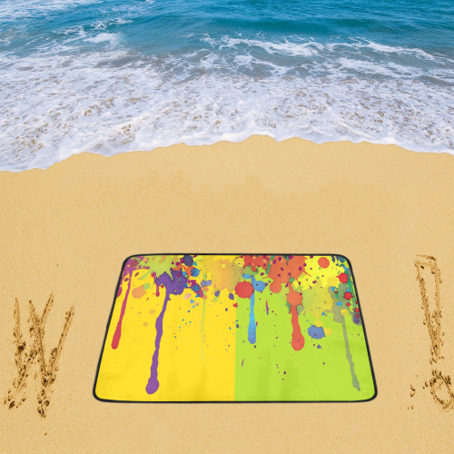 Crazy multicolored running SPLASHES Beach Mat 78"x 60"