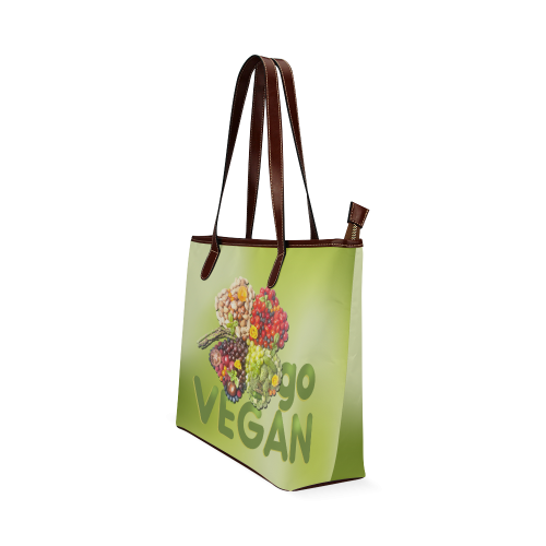 Go Vegan Clover Think Green Fruits Vegetables Shoulder Tote Bag (Model 1646)