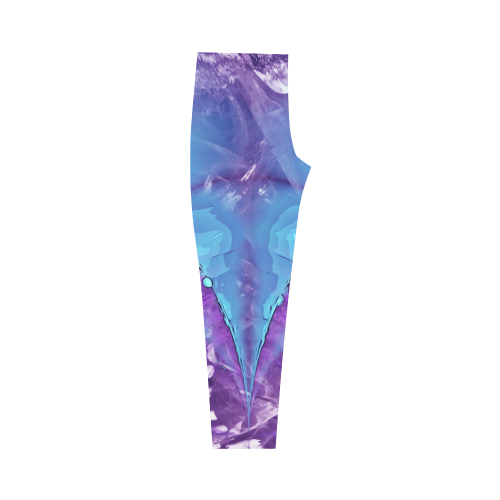 Abstract Fractal Painting - blue magenta pink Capri Legging (Model L02)