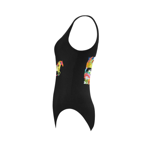 Horse  Shape Galloping out of Colorful Splash Vest One Piece Swimsuit (Model S04)