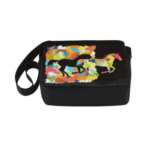 Horse  Shape Galloping out of Colorful Splash Classic Cross-body Nylon Bags (Model 1632)