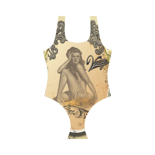 Vintage, wonderful pin up girl Vest One Piece Swimsuit (Model S04)