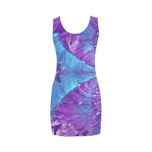 Abstract Fractal Painting - blue magenta pink Medea Vest Dress (Model D06)