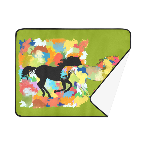 Horse  Shape Galloping out of Colorful Splash Beach Mat 78"x 60"
