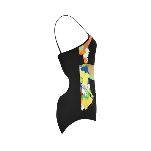 Horse  Shape Galloping out of Colorful Splash Strap Swimsuit ( Model S05)