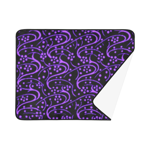 Vintage Swirl Floral Purple Black Beach Mat 78"x 60"