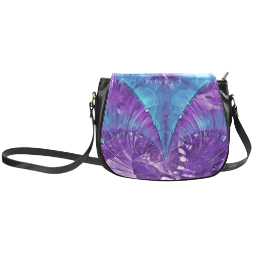 Abstract Fractal Painting - blue magenta pink Classic Saddle Bag/Small (Model 1648)