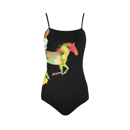 Horse  Shape Galloping out of Colorful Splash Strap Swimsuit ( Model S05)