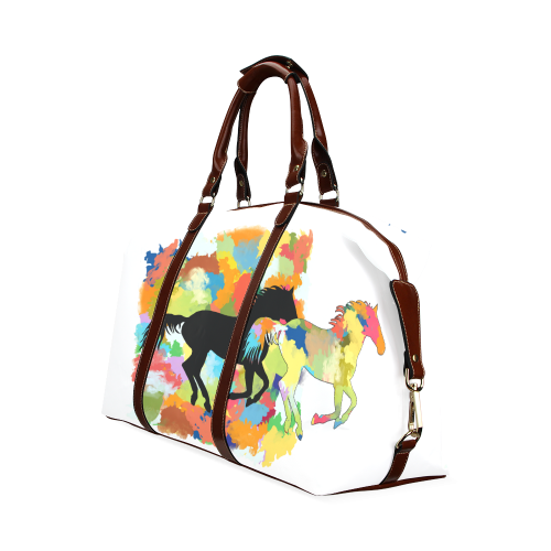 Horse  Shape Galloping out of Colorful Splash Classic Travel Bag (Model 1643)