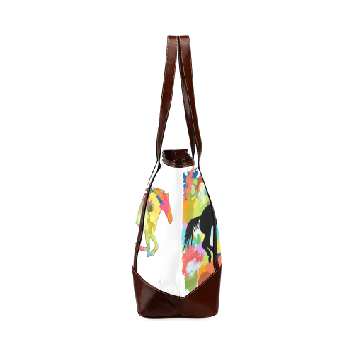 Horse  Shape Galloping out of Colorful Splash Tote Handbag (Model 1642)