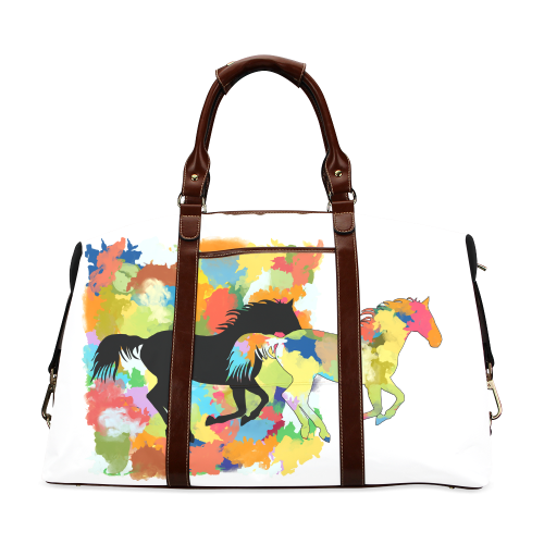 Horse  Shape Galloping out of Colorful Splash Classic Travel Bag (Model 1643)