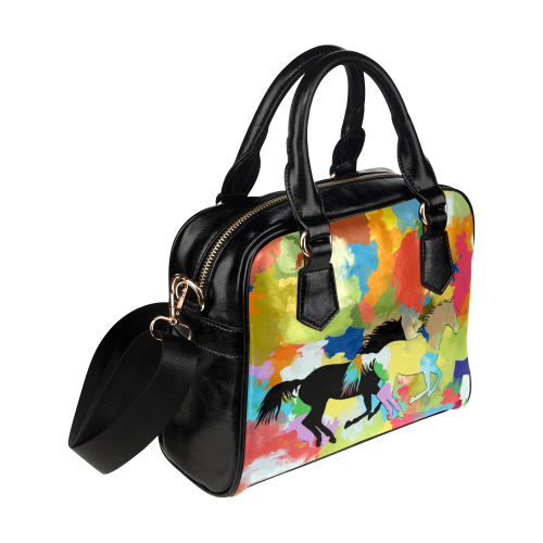 Horse Galloping out of Colorful Splash Shoulder Handbag (Model 1634)