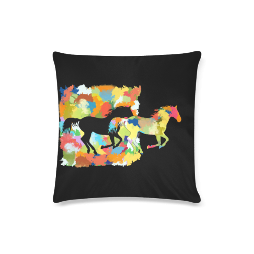 Horse  Shape Galloping out of Colorful Splash Custom Zippered Pillow Case 16"x16"(Twin Sides)