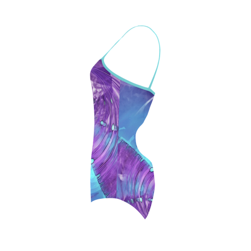 Abstract Fractal Painting - blue magenta pink Strap Swimsuit ( Model S05)
