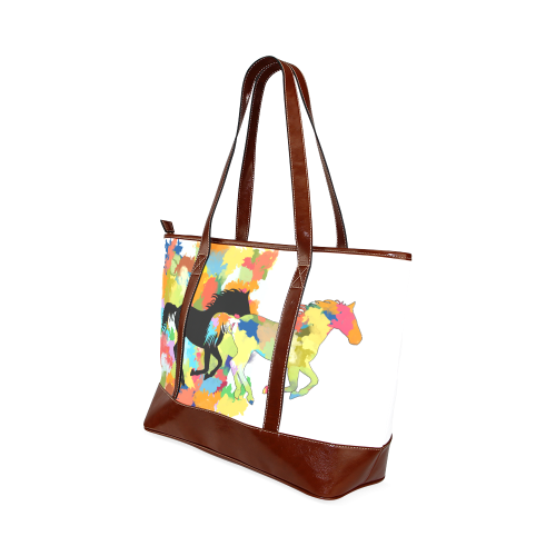 Horse  Shape Galloping out of Colorful Splash Tote Handbag (Model 1642)