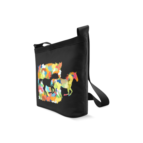 Horse  Shape Galloping out of Colorful Splash Crossbody Bags (Model 1613)