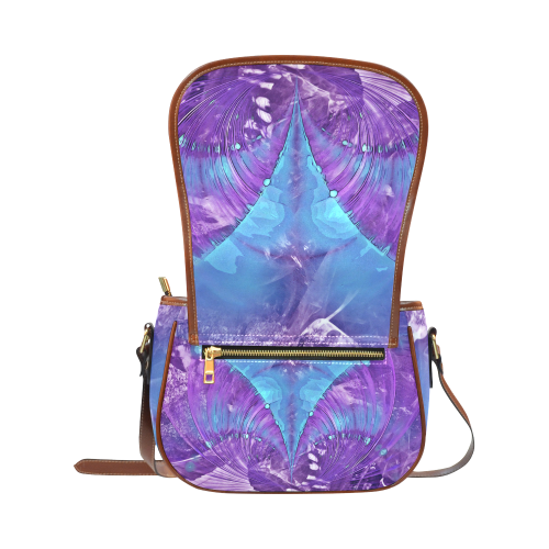 Abstract Fractal Painting - blue magenta pink Saddle Bag/Small (Model 1649) Full Customization