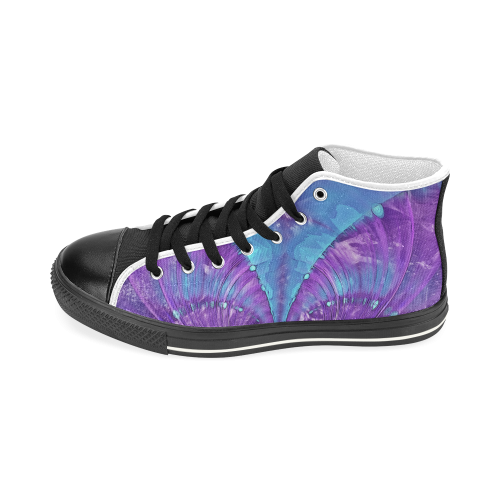 Abstract Fractal Painting - blue magenta pink Women's Classic High Top Canvas Shoes (Model 017)