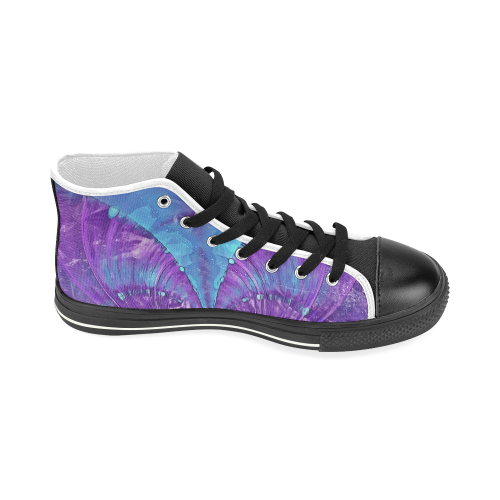 Abstract Fractal Painting - blue magenta pink Women's Classic High Top Canvas Shoes (Model 017)