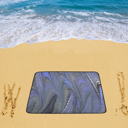 Retro Marbleized Waves Blue Beach Mat 78"x 60"