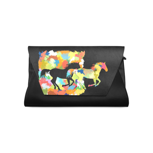 Horse  Shape Galloping out of Colorful Splash Clutch Bag (Model 1630)