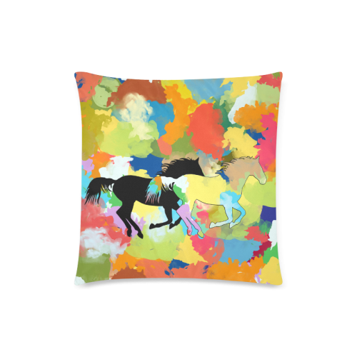 Horse Galloping out of Colorful Splash Custom Zippered Pillow Case 18"x18"(Twin Sides)