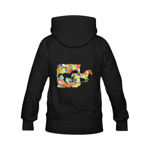 Horse  Shape Galloping out of Colorful Splash Women's Classic Hoodies (Model H07)