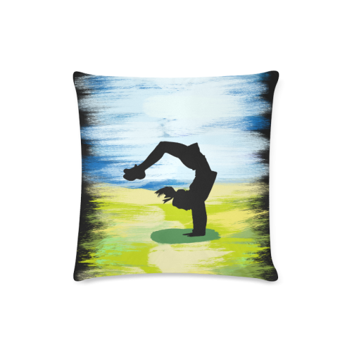 Girl Woman Handspring Painting Colorful Shape Custom Zippered Pillow Case 16"x16"(Twin Sides)
