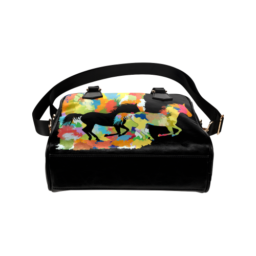 Horse  Shape Galloping out of Colorful Splash Shoulder Handbag (Model 1634)