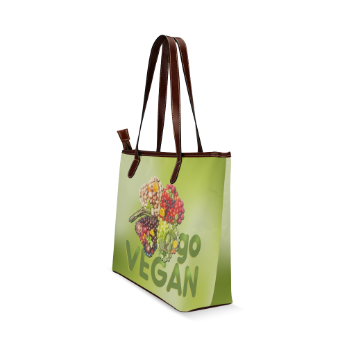 Go Vegan Clover Think Green Fruits Vegetables Shoulder Tote Bag (Model 1646)