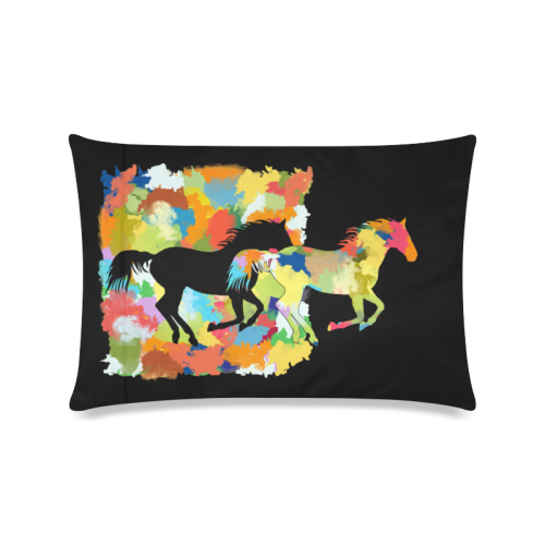 Horse  Shape Galloping out of Colorful Splash Custom Zippered Pillow Case 16"x24"(Twin Sides)
