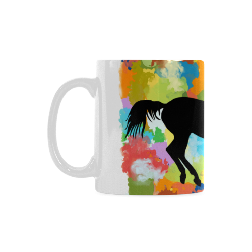 Horse  Shape Galloping out of Colorful Splash White Mug(11OZ)