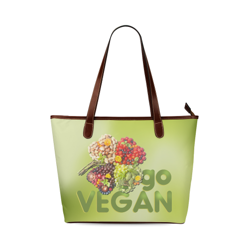 Go Vegan Clover Think Green Fruits Vegetables Shoulder Tote Bag (Model 1646)