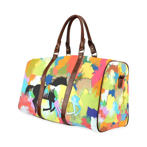 Horse Galloping out of Colorful Splash Waterproof Travel Bag/Small (Model 1639)