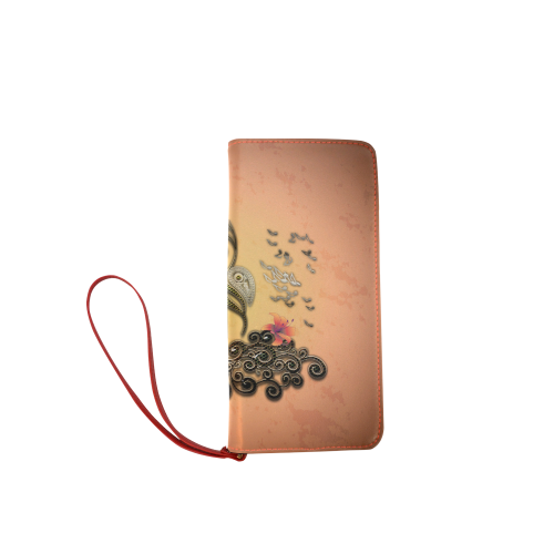 Wonderful key notes with floral elements Women's Clutch Wallet (Model 1637)