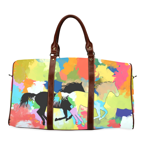 Horse Galloping out of Colorful Splash Waterproof Travel Bag/Small (Model 1639)