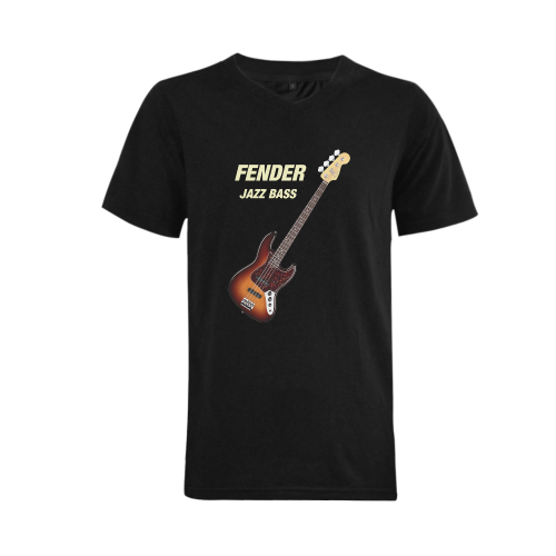 Fender Jazz Bass Men's V-Neck T-shirt  Big Size(USA Size) (Model T10)