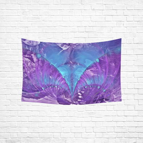 Abstract Fractal Painting - blue magenta pink Cotton Linen Wall Tapestry 60"x 40"